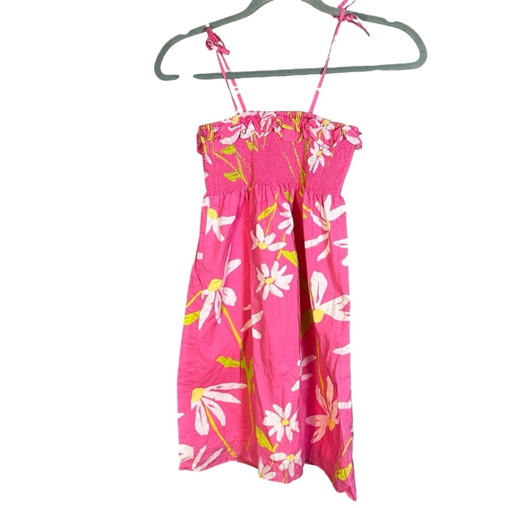 Lilly Pulitzer Girls Hotty Pink Twirlers Dress Smocked Bodice Tie Straps Sz 12